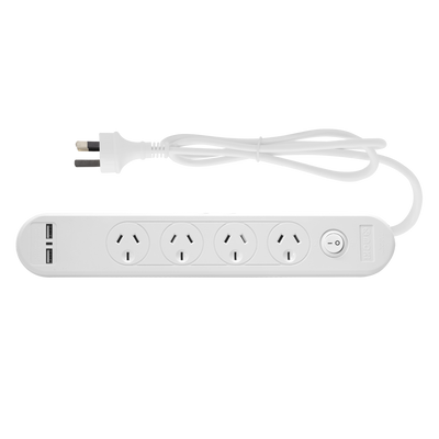 Moki Powerboard - 4 Socket + 2 USB-A + 1 Switch